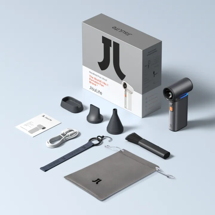 JISULIFE Handheld Fan Ultra1 3 in 1 Portable Turbo Jet Fan 9000mAh Rechargeable With Air Duster Function Mini Fan With 1-100 Speeds LED Display Outdoor Camping
